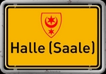 Schild mit Logo Halle (Saale)